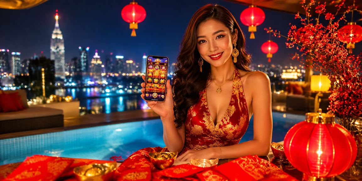 Người chơi slot game trên nền đèn lồng lung linh tại TP Hồ Chí Minh
